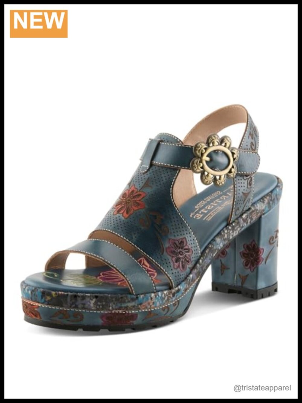 L'Artiste Jawdrop Leather Platform Sandal Block Heel Slingback